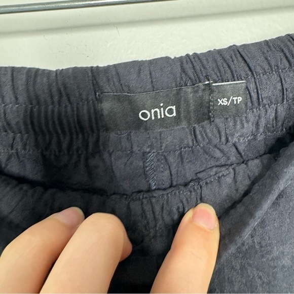 Onia navy blue printed wide leg slit pants xs - Picture 5 of 9